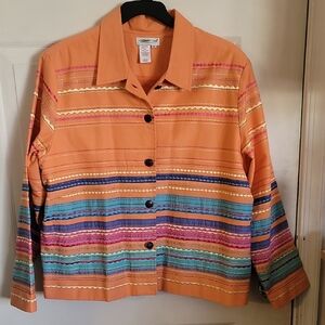 Coldwater Creek NWOT Vintage Denim Jacket/Blazer with Multi Color Embroidery
